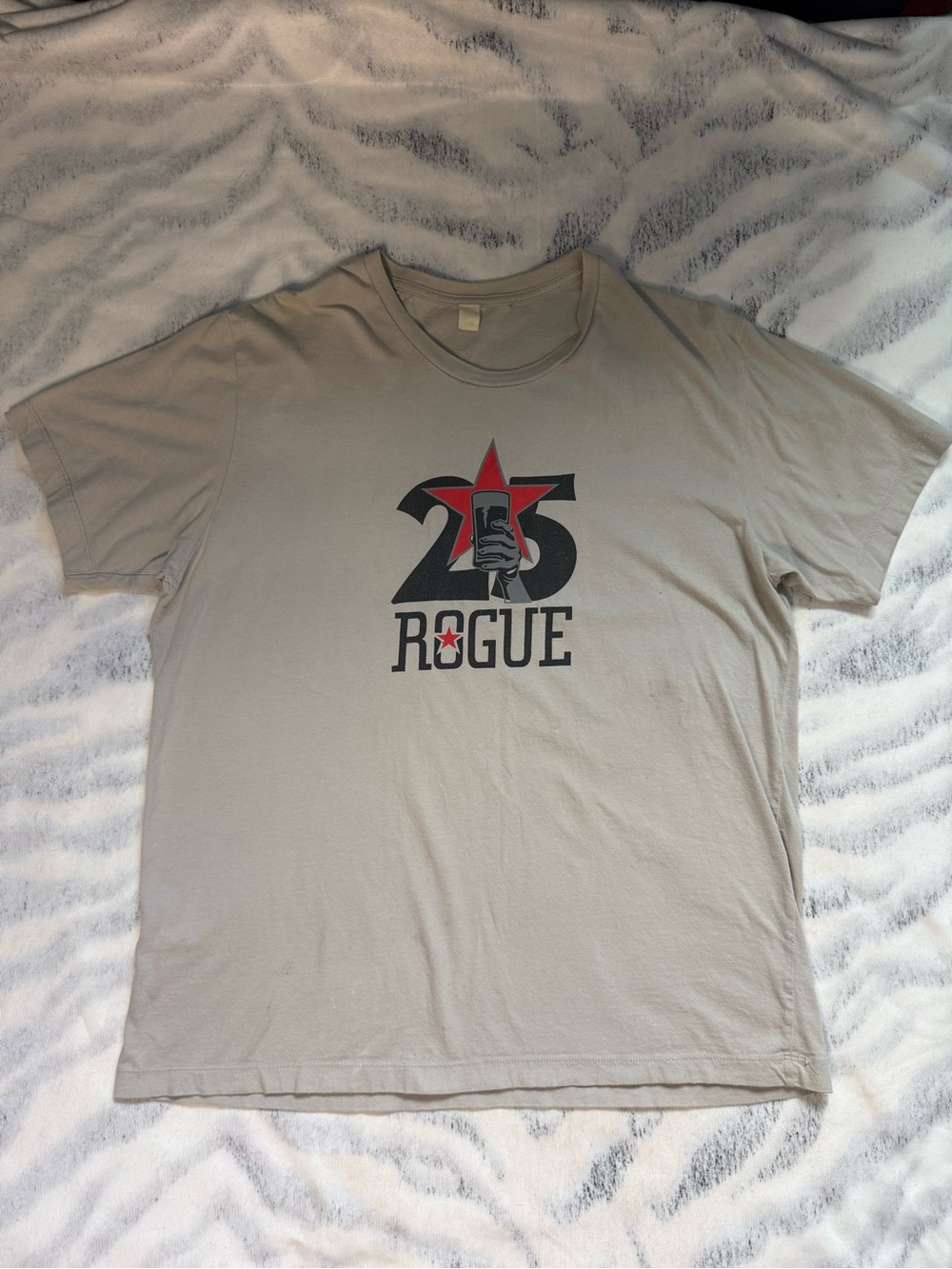 Rogue Short-Sleeve Graphic Tee in Tan with Black & Red Logo